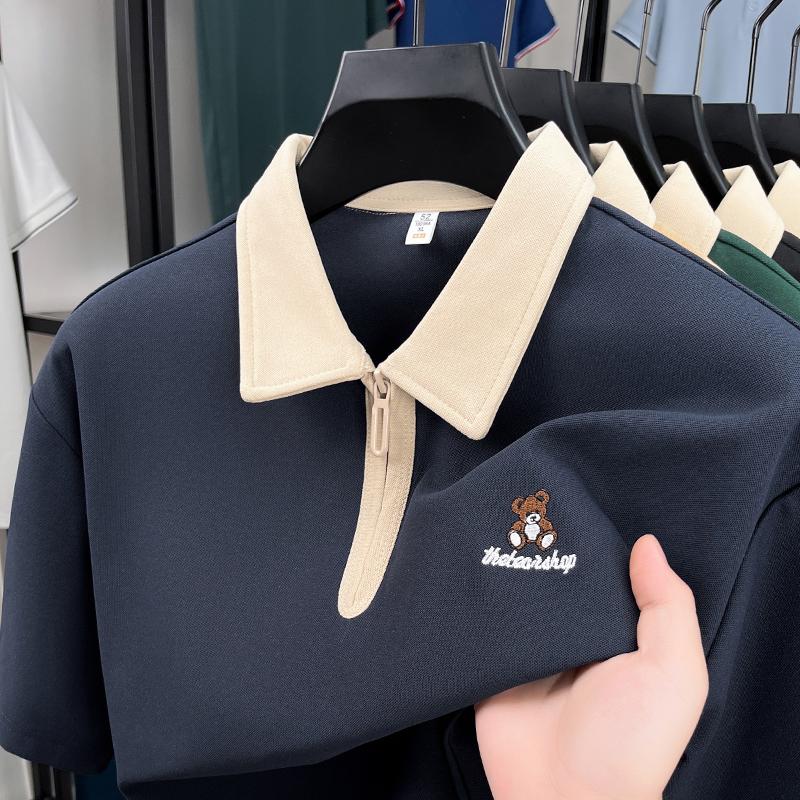 High quality short sleeve polo shirt men fashion trend brand bear embroidery summer comfortable breathable casual lapel T-shirt