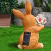 Rabbit Garden Statue with Solar Powered Flower Light Rabbit Figurine Waterproof Rabbit Sculpture for Outdoor Garden Yard Decor
