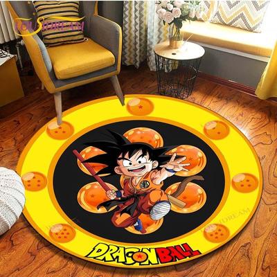 Anime Dragon Ball Goku Okrúhly koberec Obývacia izba Protišmyková stolička 3D koberec Domáca dekorácia Tapis Salon Koberce Rohože