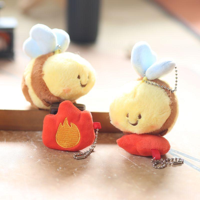 Adorable Cute Plush Bee Magnetic Keychain Soft Toy Bag Charm For Kids 11cm