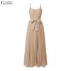 ZANZEA Bohemian Women Elegant V-Neck Straps Sleeveless Sling Long Dress