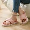 Open Toe Plush Slippers Female, Indoor Thick Soled Warm Plush Shoes, Cotton Slippers Female