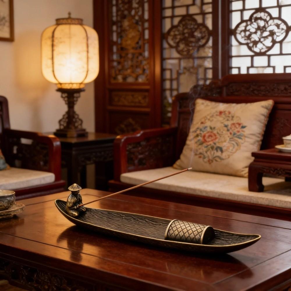 Boat Shape Incense Holder Metal Incense Censer Creative Aromatherapy Ornament  Bedroom