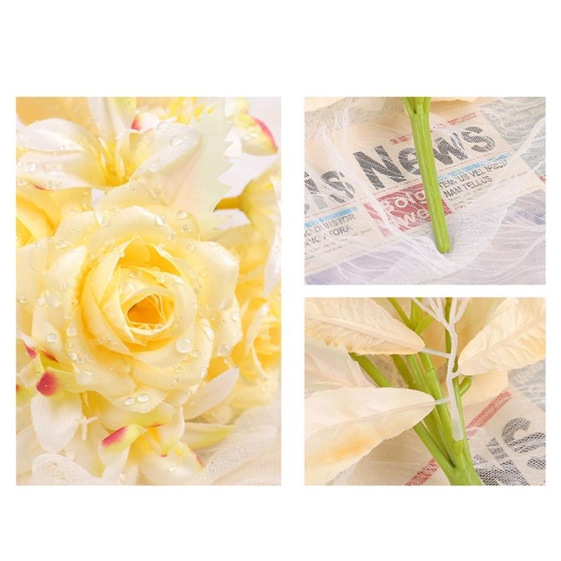 Artificial Flowers Artificial Rose Flower Bouquet for Wedding Party Decoration, Realistic Flower Table Centerpiece Decor