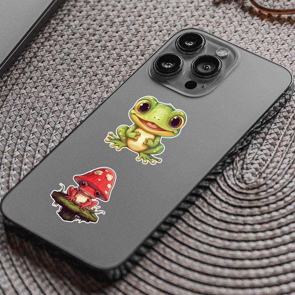 50 Pieces of Free Frog Stickers for Mobile Phone Computer Decoration Stickers Waterproof Creative Children's DIY Stickers