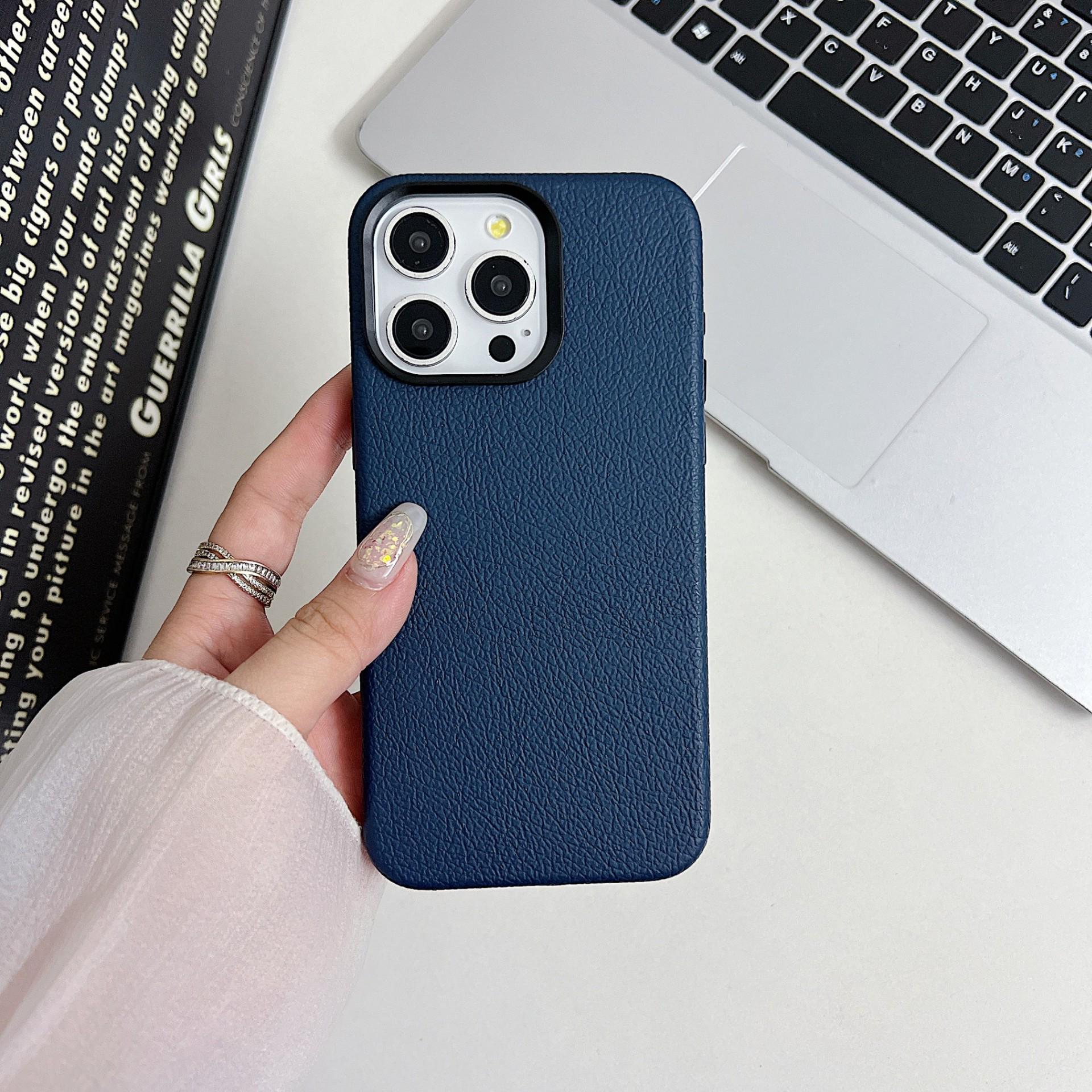 Hermes Pattern Magnetic Leather Case for iPhone 16 Pro Max iPhone 13 Pro