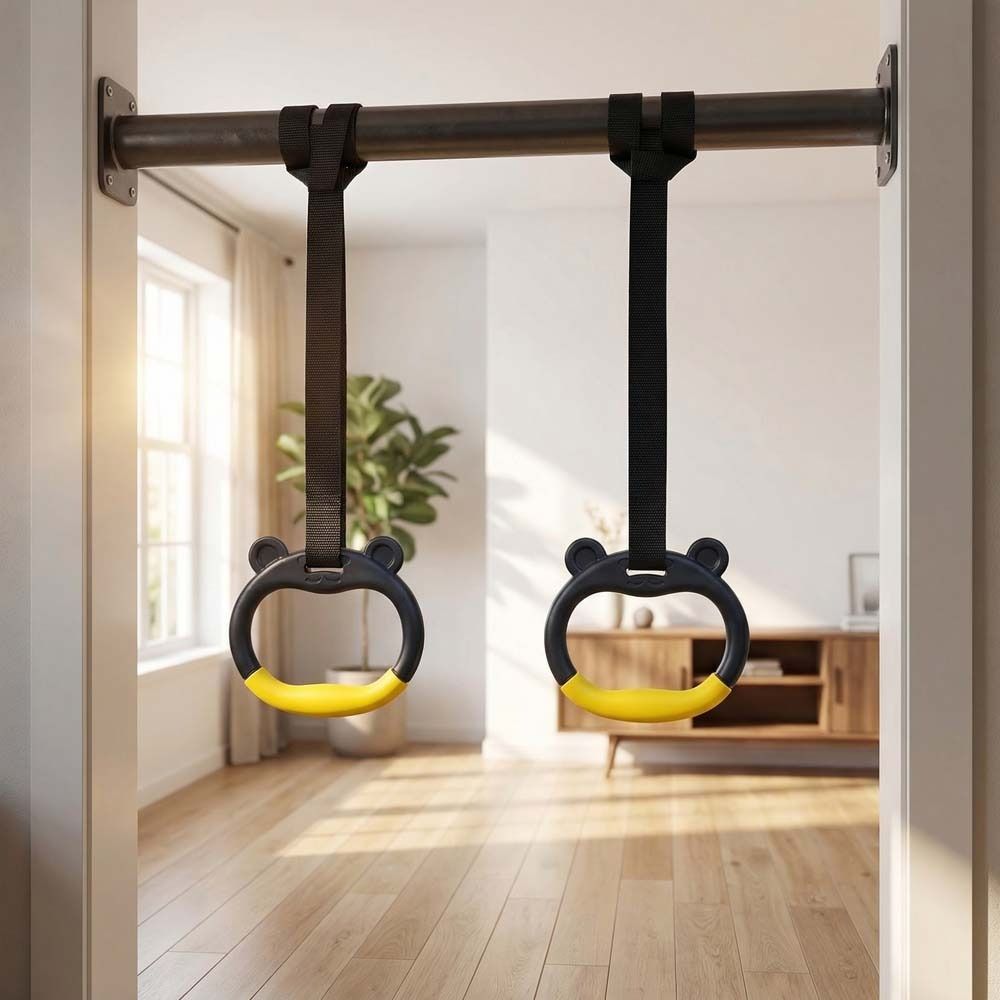 With Straps Gymnastic Rings Non-Slip Fitness Exercise Ring Pull Up Bar  Gymnastics Equipment
