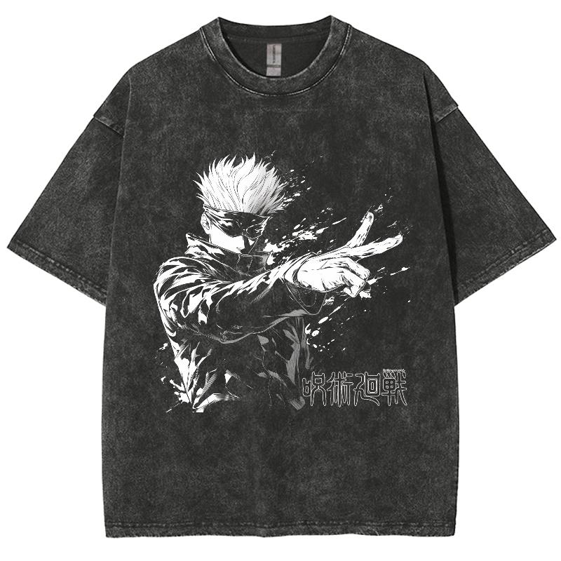 Anime Jujutsu Kaisen Gojo Satoru T Shirts Washed Men's Women Cotton Harajuku T-Shirts Ryomen Sukuna Retro for Unisex Tops