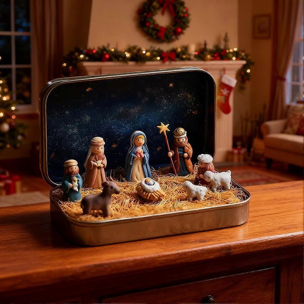 Festival Nativity Sets, Mini Nativity Scene Resin Figurines, Xmas Holy Family