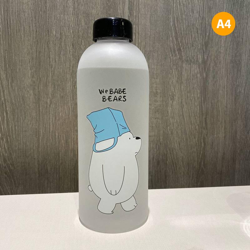 1000 ml roztomilý pohár Panda Bear Plastová průhledná matná kreslená láhev na vodu