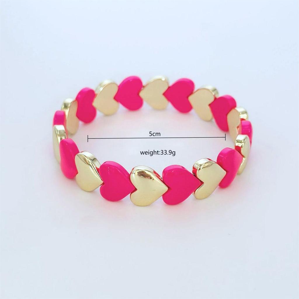 Popular Gorgeous Color Jumping Enamel Love Bracelet Elastic Bracelet Suitable For Women'S Daily Wear