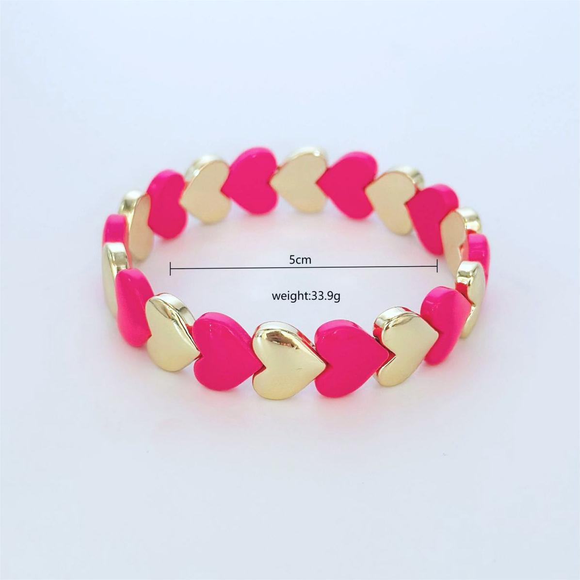 

Популярный великолепный цветной прыгающий эмалевый браслет Love, эластичный браслет, подходящий для повседневной носки женщин темно-розовый
