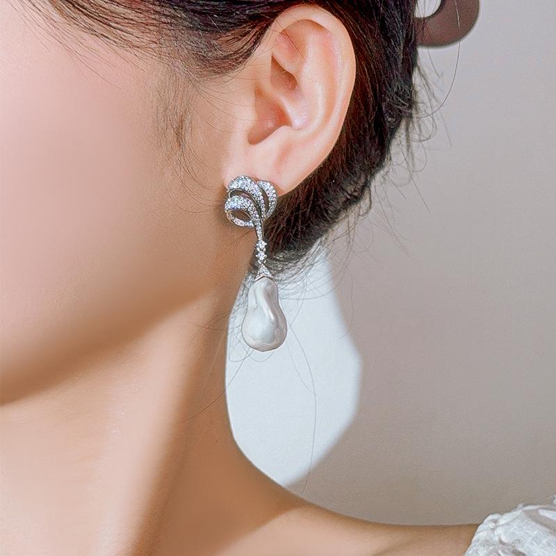 Jewelry Stud Earrings Geometric Imitation Pearl Baroque Jewelry High Sense Light Luxury Women