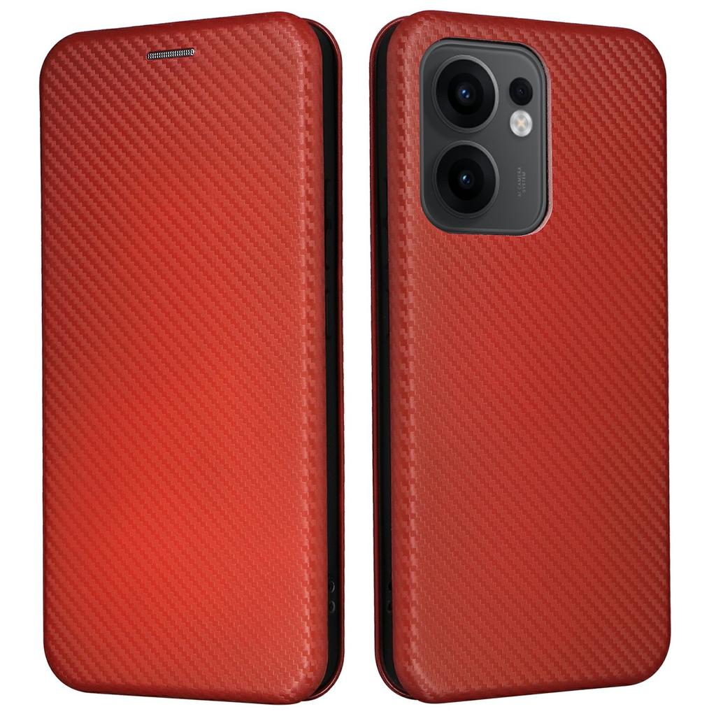 For Oppo Reno13 F 5G Case Carbon Fiber Texture Drop-Proof PU Leather Phone Cover