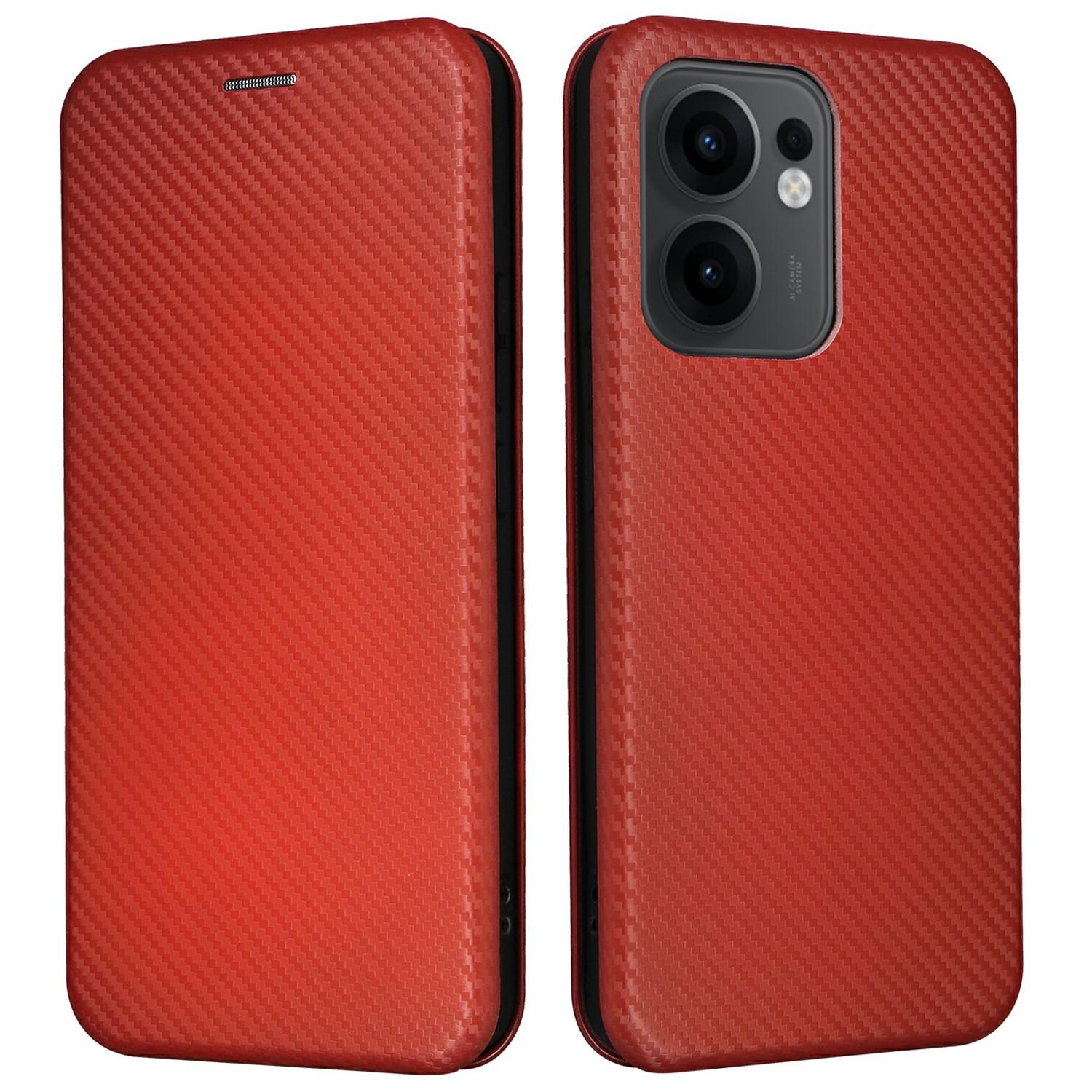 

Для Oppo Reno13 F 5G (Reno 13 FS 5G)/4G Чохол Текстура вуглецевого волокна Ударостійкий Поліуретанова шкіра Чохол для телефону D