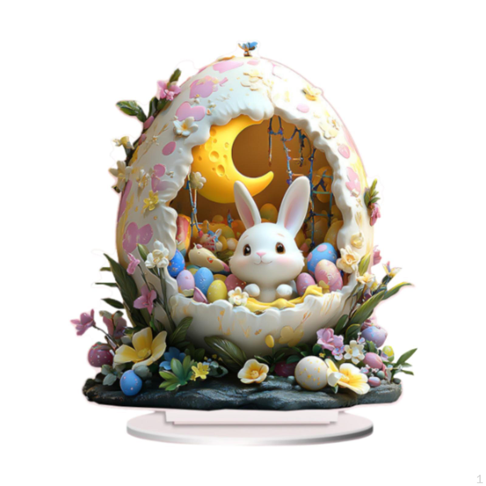 

Пасхальный кролик фигурка яйцо деревенское украшение акриловая скульптура весна для 18x20cm