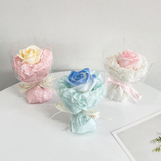 Scented Artificial Flower Bouquet Handmade Mini Aromatherapy Soap Rose Floral Arrangement Romantic Valentine's Day Gift for Home Car Decoration