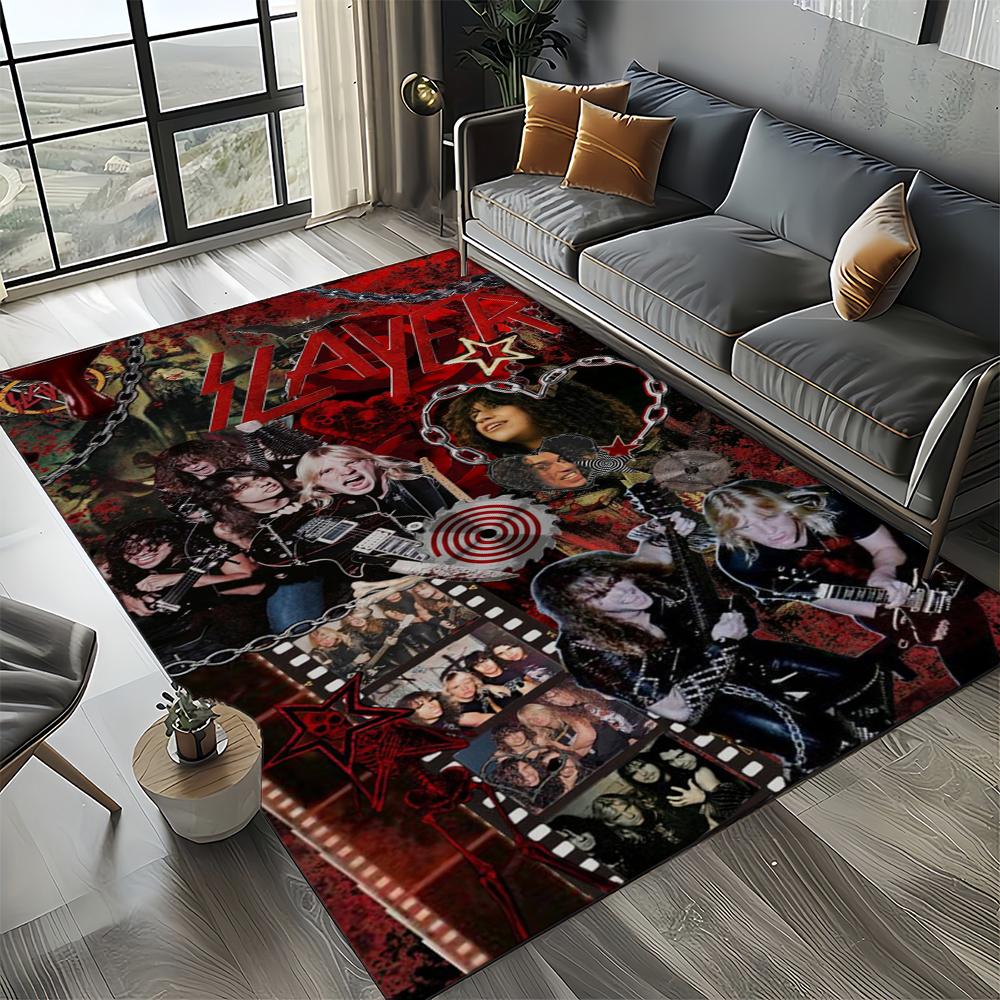 2025 New Style Slayer Heavy Metal Band Sign Carpet Rug for Living Room Bedroom Home Sofa Decoration,Kid Play Non-slip Floor Mat