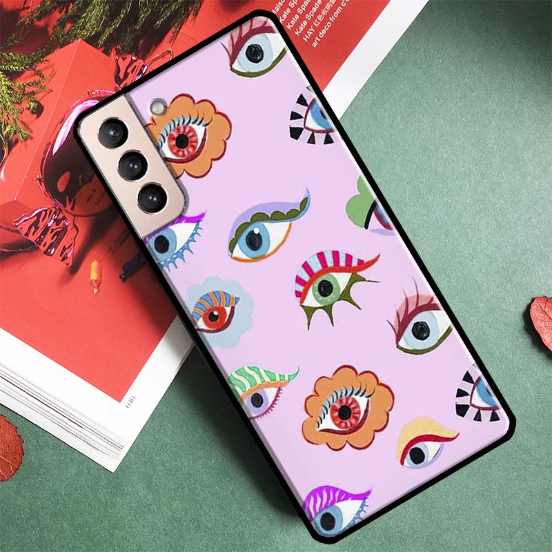 Lucky Eye Blue Evil Eye Print Phone Case For Samsung Galaxy S24 Ultra S9 S10 S20 S21 S22 S23 S25 Plus S24 FE Back Cover