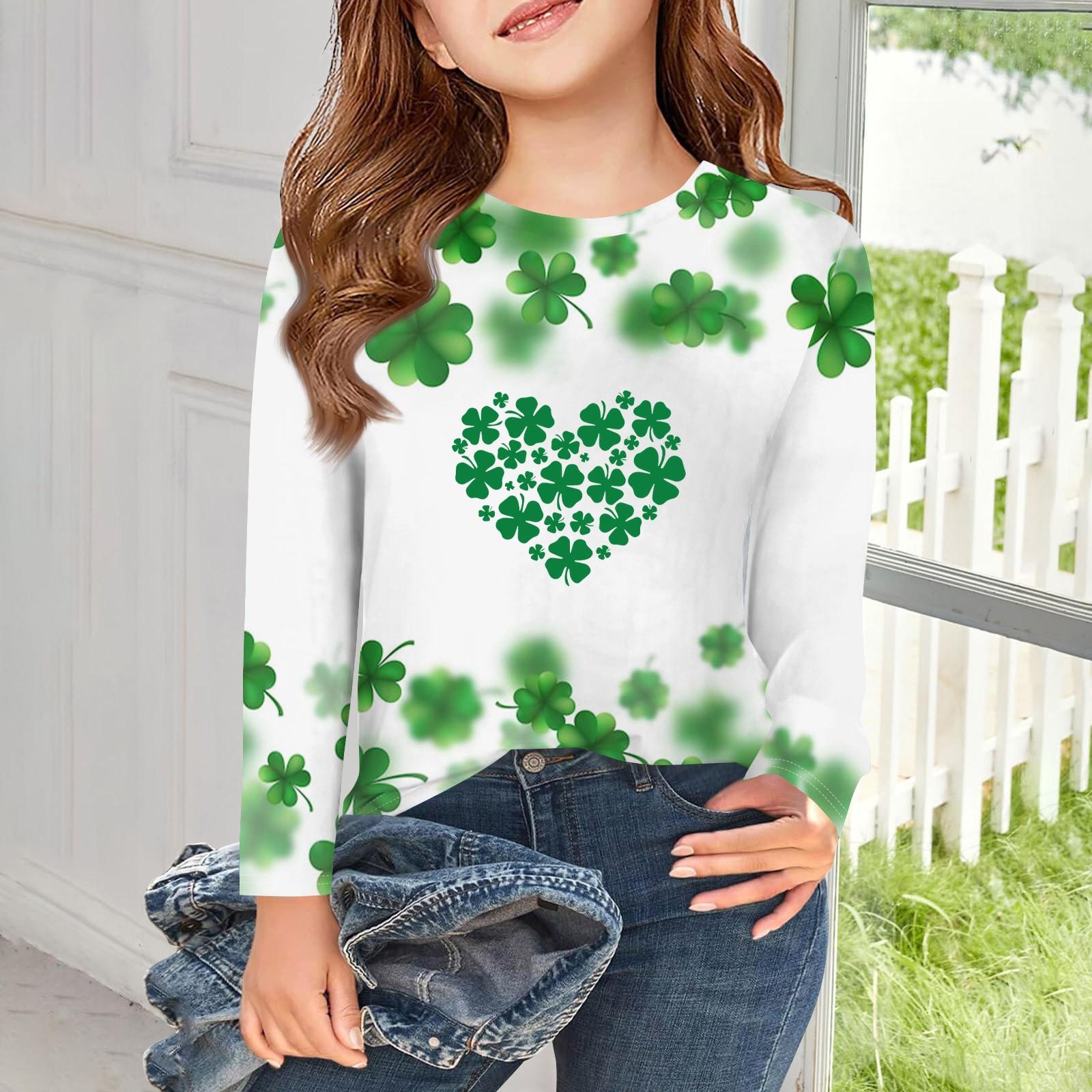 

Футболки с длинным рукавом для девочек, детские осенние топы с круглым вырезом и принтом, базовые футболки для детей 5–14 лет 140