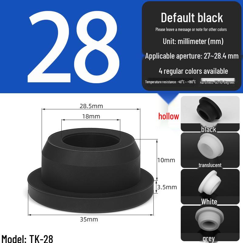 Black High-Temperature Resistant T-Shaped Silicone Stopper - Round Hole Rubber Gasket & Shock-Absorbing Blind Plug