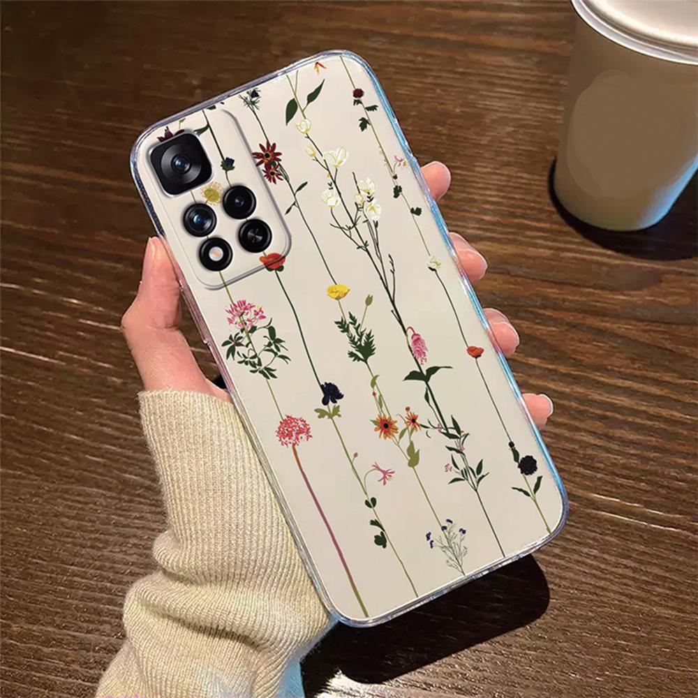 Rose Flower Oil Painting Daisy Phone Case For Xiaomi Redmi Note 11 11S 12 12S Pro Cover Silicone Transparent Clear Protection