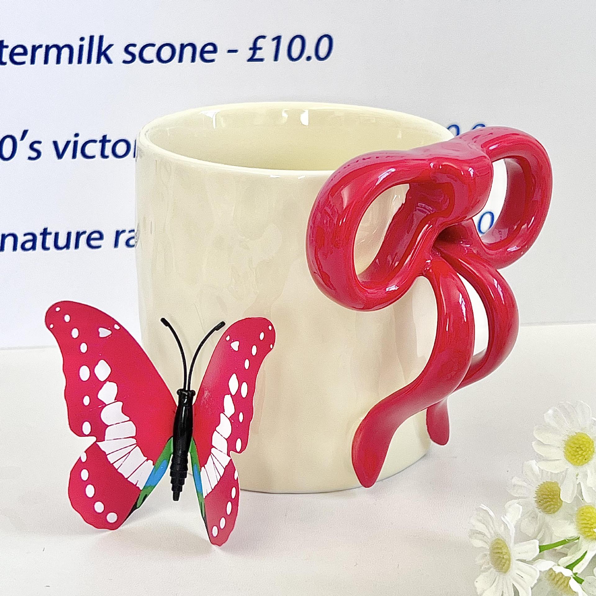 

Cute girl heart bow mug for girls birthday gift girlfriend practical ceramic cup souvenir gift box 301-400ml