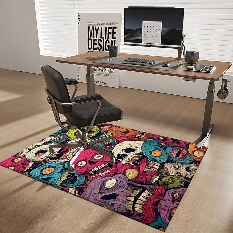 1pc Zombie Apocalypse Chair Mat: Colorful Skulls and Eyes Office Rug - Festival Gift, Universal for Seasons, Suitable for Home Decor, Gaming Room, Bed