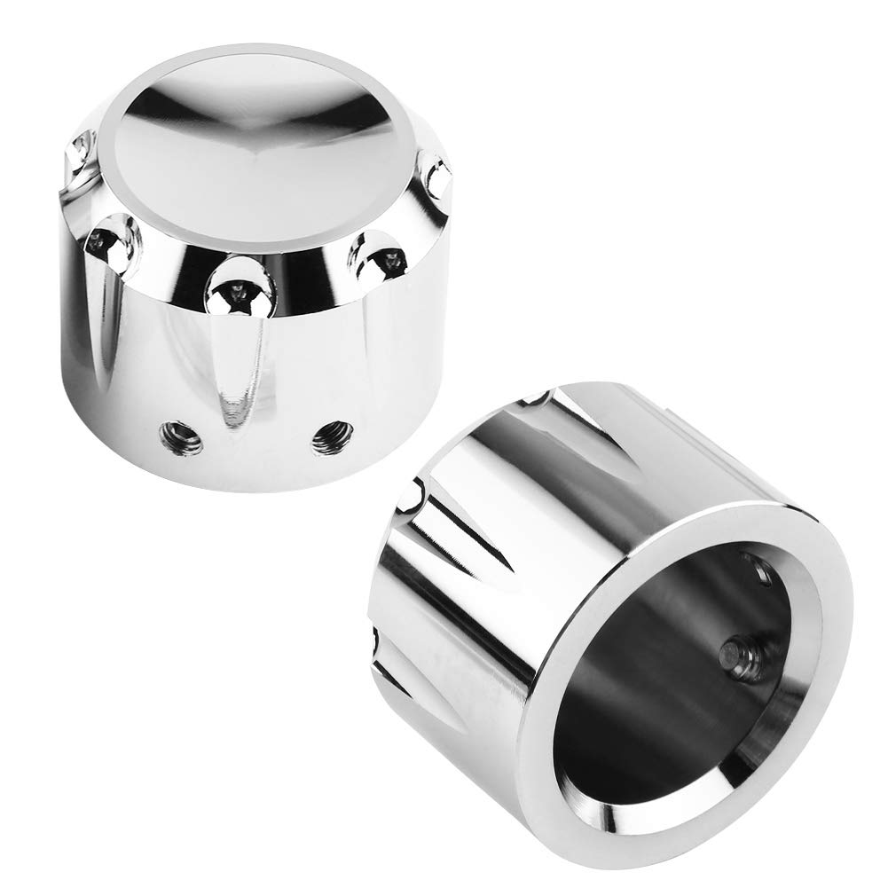 Akozon Motorcycle Front Axle Skull Nut Bolt Cover Caps, CNC Aluminum Motorcycle Front Axle Nut Covers, Axle Caps, 2 Pieces (Plated Color)