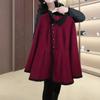 Autumn/Winter Woolen A-line Slimming Collared Shirt for Middle-Aged Women