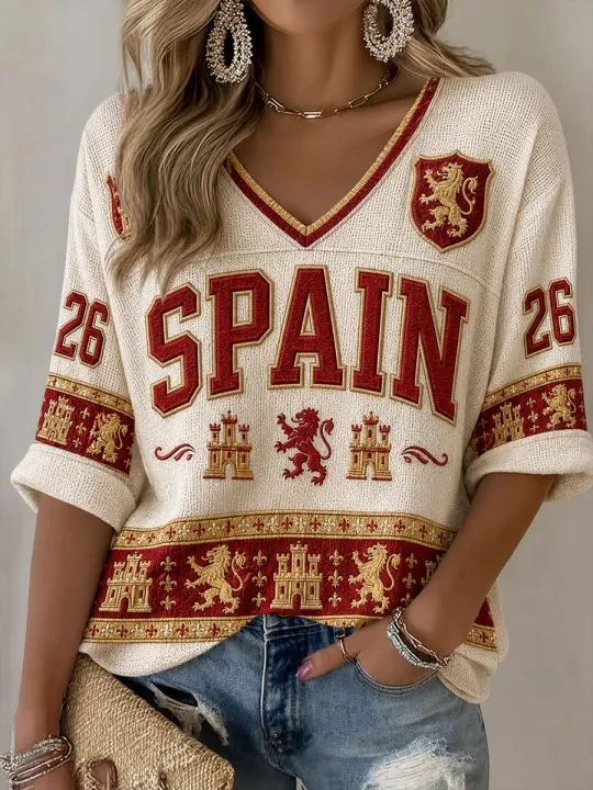 Camiseta de Aficionado al Fútbol de España Manga Larga Transpirable Secado Rápido Street Wear Casual Camiseta de Fútbol de Moda a Juego en Familia 2026 3XL brown