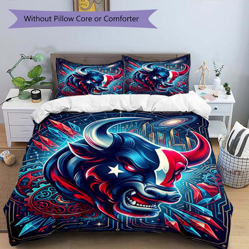 Conjunto de capa de edredom 3 peças (1*Capa de edredom + 2*Fronha, sem núcleo), Conjunto de Roupa de Cama com Estampa da NFL, Decoração de Quarto, Para Todas as Estações, Presente de Aniversário