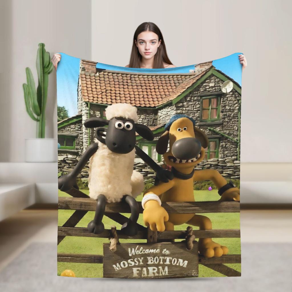 Coperte Calde Morbide di Pecora Shaun Coperta Plaid Peluche da Campeggio Copriletto in Flanella Novità per Soggiorno Copri Divano Letto