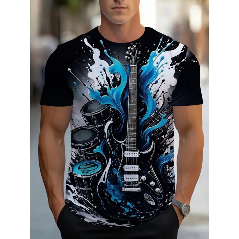 Summer Men's 3D Printed Crew Neck T-Shirt Fashion Versatile Breathable Trend Casual