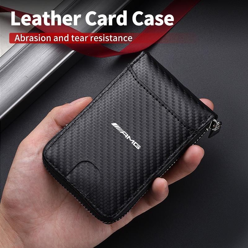 GLC GLB Carbon Fiber Credit Card Holder Wallet Men Rfid Thin Slim Minimalist Wallet For Mercedes Benz AMG A C E Class W201 W210