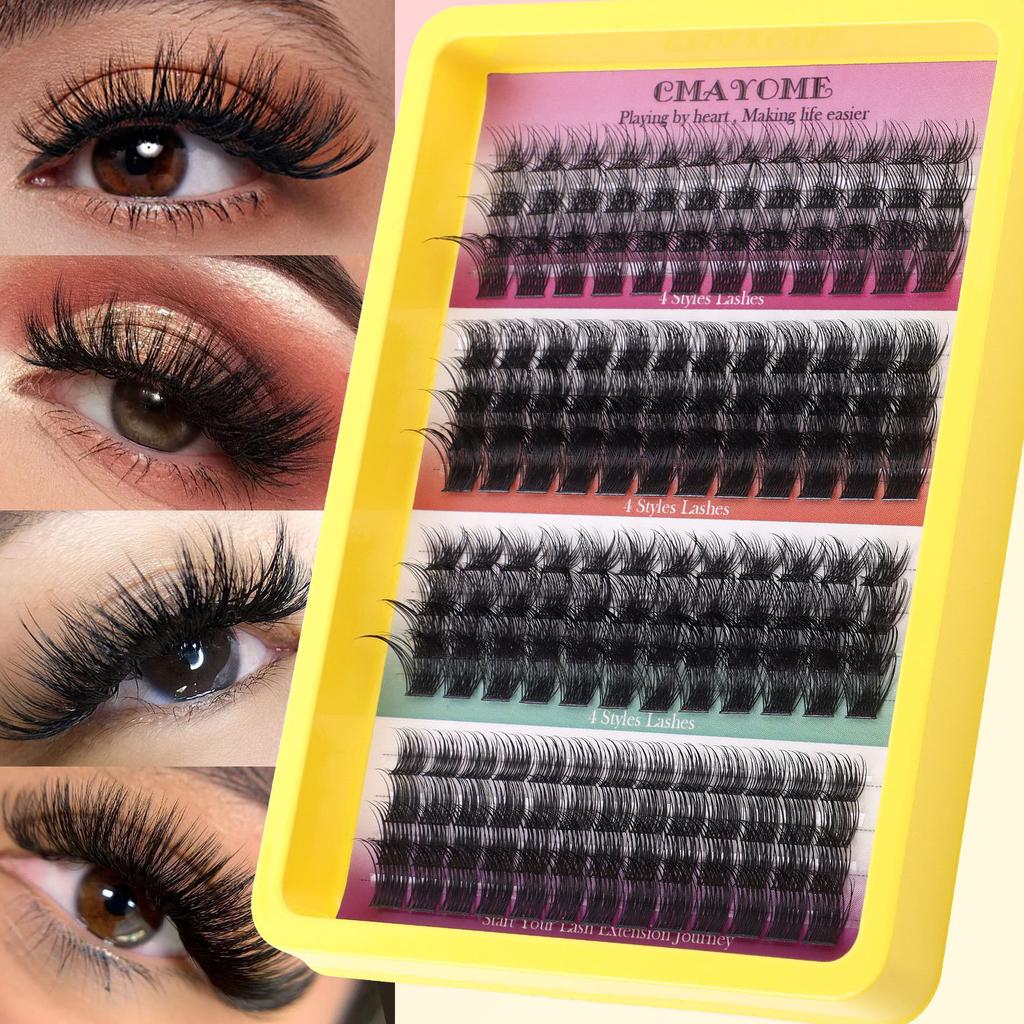 False Eyelash Extension Set, Single Tuft Of Hair 196 Tufts, Dense Makeup, Big Eyes D Curled Eyelashes