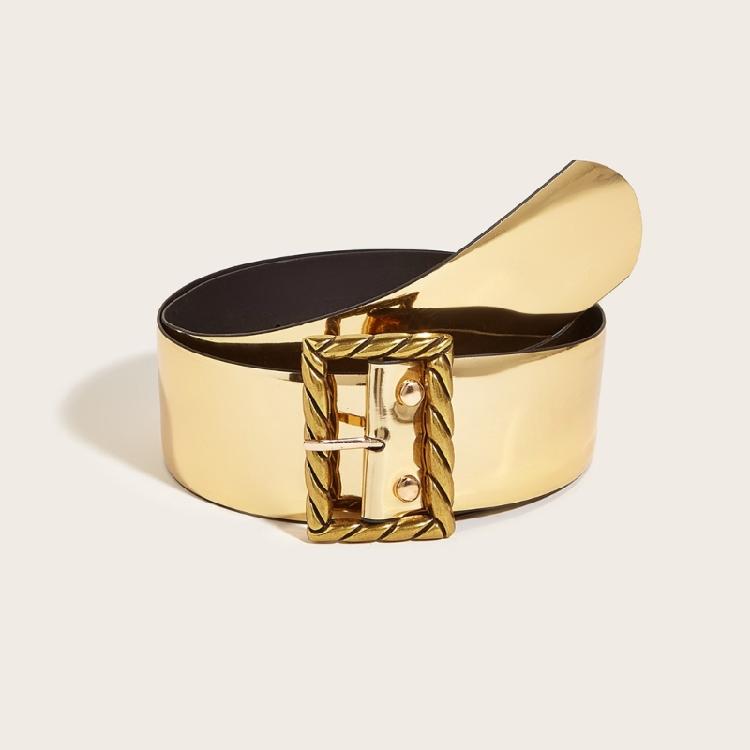 Female Belt Gold Color Glitter Waist Belt Decorative Belts for Womens Jeans