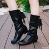 Fashion Autumn Winter Low Heeled Round Toe Back Lace Up Warm Midsole Boots for Women Simple Comfortable Versatile Daily Casual Shoes