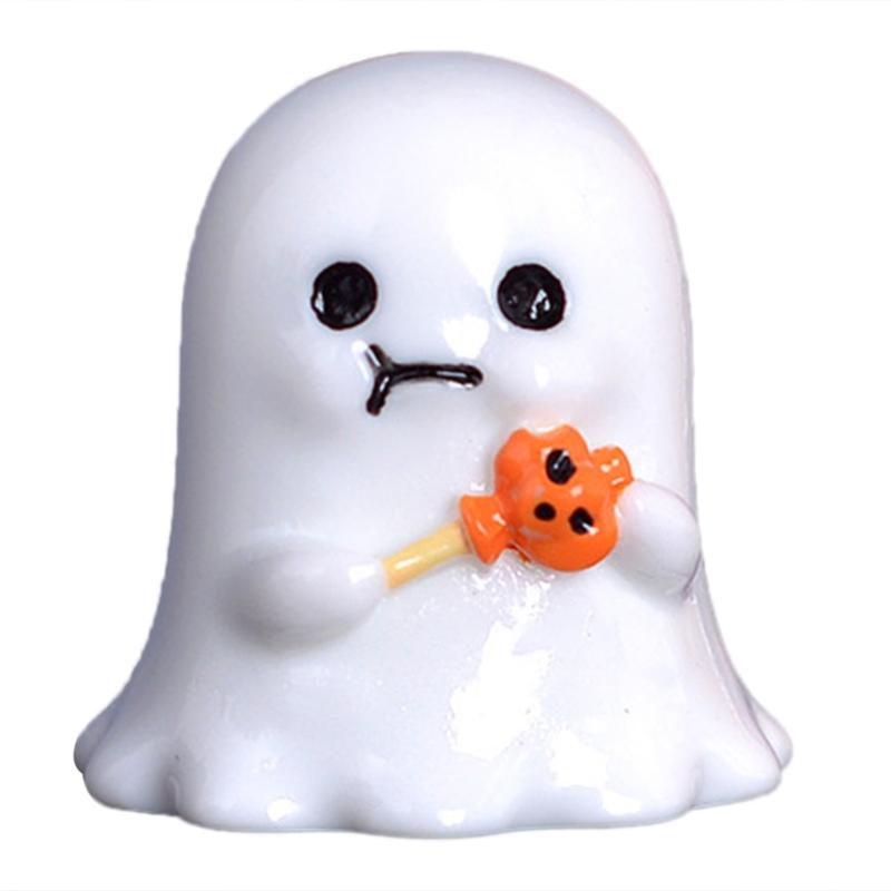 Resin Decorative Pumpkin Ghost Figurine Colorful Halloween Theme for Home and Office