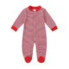 Newborn Infant Baby Boy Girl Christmas Santa Striped Print Fleece Footed Romper