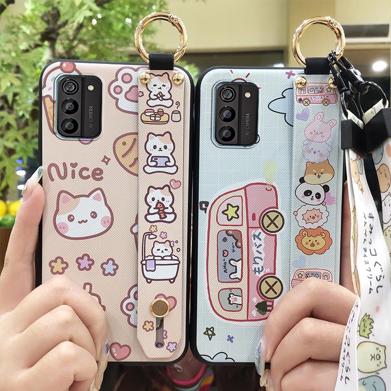 Wristband Dirt-resistant Phone Case For Nokia G100 Wrist Strap Anti-knock Durable Back Cover Anti-dust Silicone Cartoon
