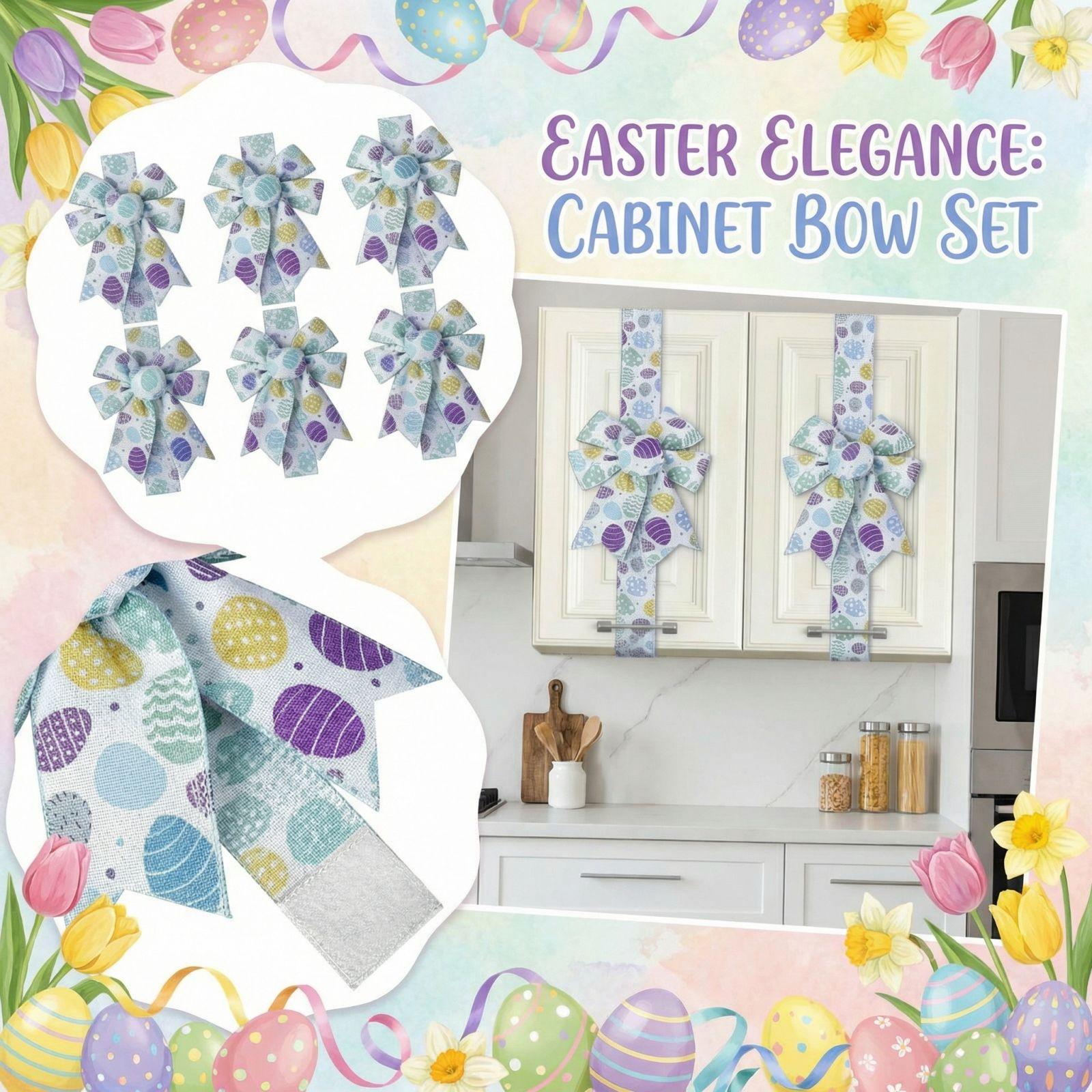 Easter Egg Cabinet Decorated With Bow, Easter Cabinet Decorated With Ribbon Bow Suitable For Window And Kitchen Decoration One Size