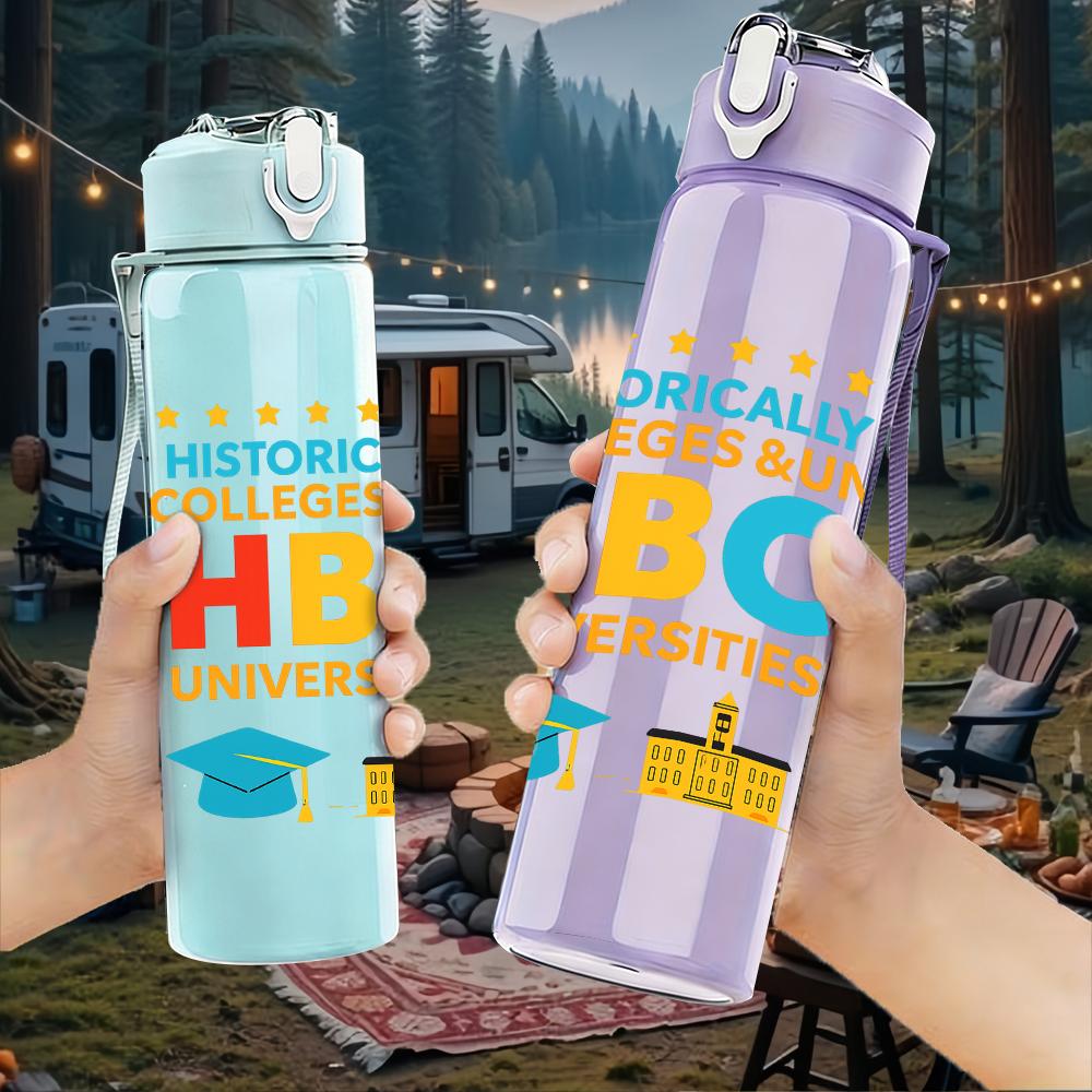 1PC HBCU Graduation Graphic,750ml Color Plastic Sports Water Bottle,Leakproof Flip Straw Lid,Suitable for Sports Office Home Use