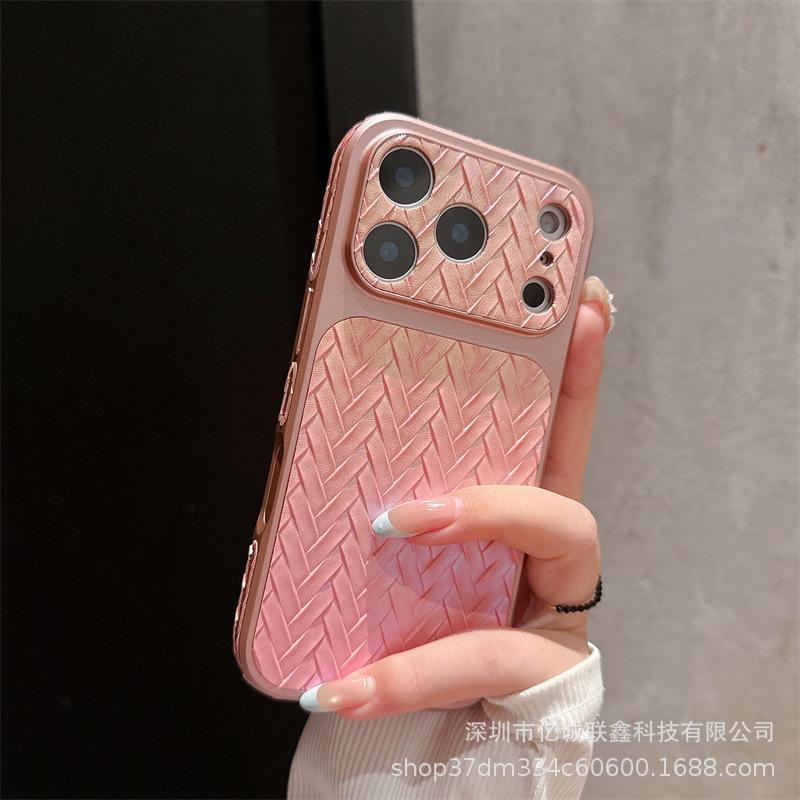 Gradient Plaid Laser Case for iPhone 16/17 Pro Max - Fashionable Drop-Proof Cover 13