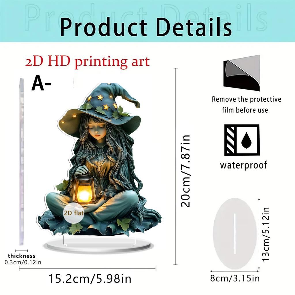 2D Flat Acrylic Halloween Festival Desktop Ornaments Ghost Pumpkin House and Lantern Witch Home Table Ornament Decoration