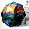1 Stück Buntglas Landschaft Faltbarer Regenschirm, Langlebig, Geeignet für Outdoor-Aktivitäten oder Regen, Geeignet für den Weg zur Arbeit yy251027137