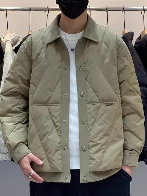 Men's Winter Clearance Lightweight White Duck Down Shirt-Style Jacket - Loose Fit, Plus Size, Workwear