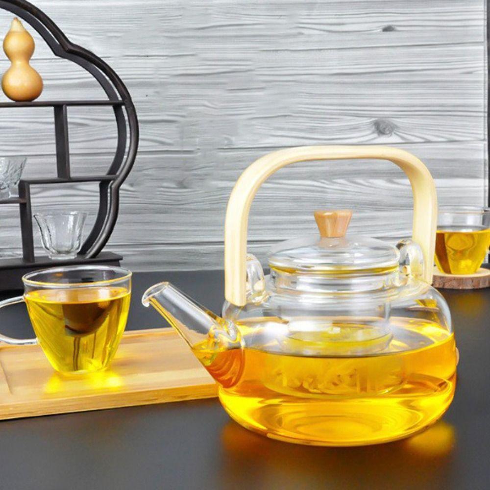 Transparent Glass Tea Pot 1000ml Flower Tea Kettle Fluent Japanese Style Teapot  Home Use