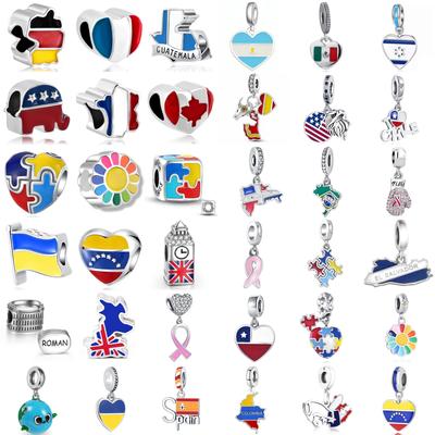 Neuer Kupfer-Charm Passend für Original-Armband Zubehör Damenschmuck Kanada Amerikanische Flagge Sonnenblume Stierkampf