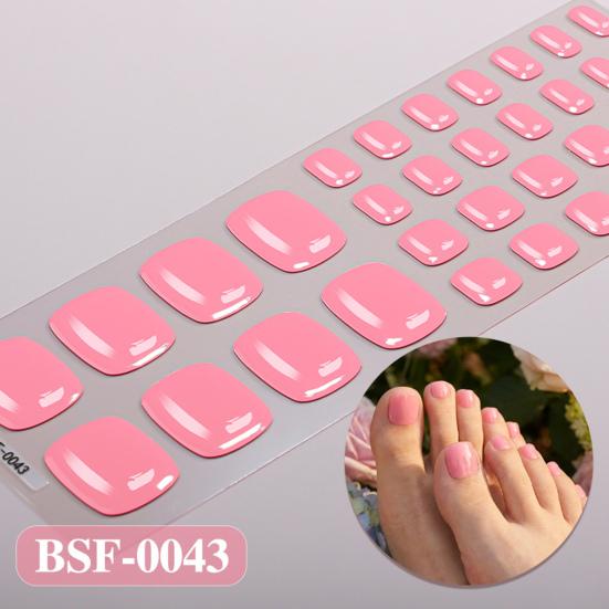 Gel Toenail Strips with File Easy Apply Remove No LED Lamp Needed Adhesive Nail Sticker Home Manicure DIY Toe Nail Polish Wrap